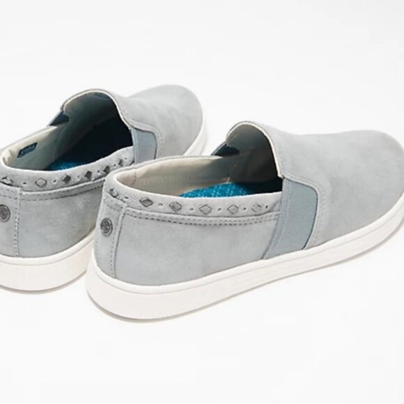 Spenco Slip-On Sneakers 9 Gray Shoes Orthotic Suede Water Repellent Womens - Picture 2 of 4